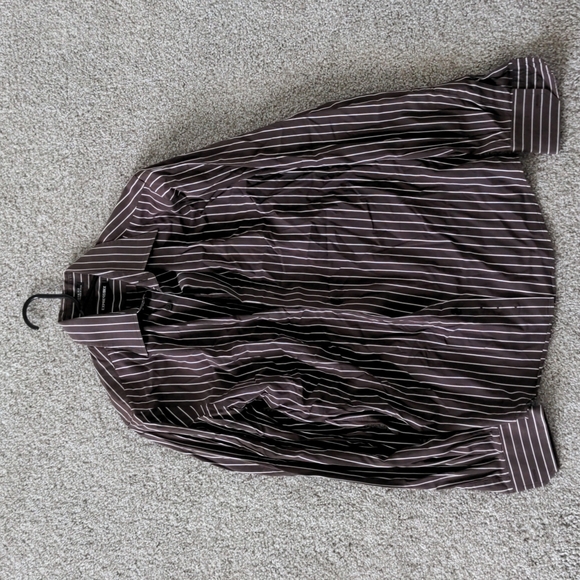 Express modern fit shirt brown with white stripes - small - Picture 1 of 1